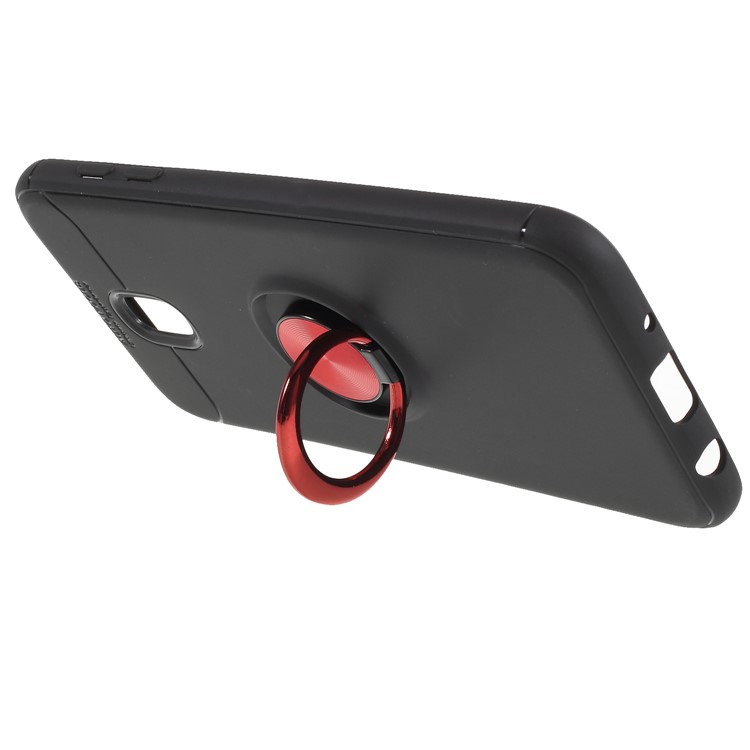 Finger Ring Kickstand TPU Phone Case for Samsung Galaxy J3 (2017) EU Version / J3 Pro (2017) (Built-in Metal Sheet) - Black / Red-3