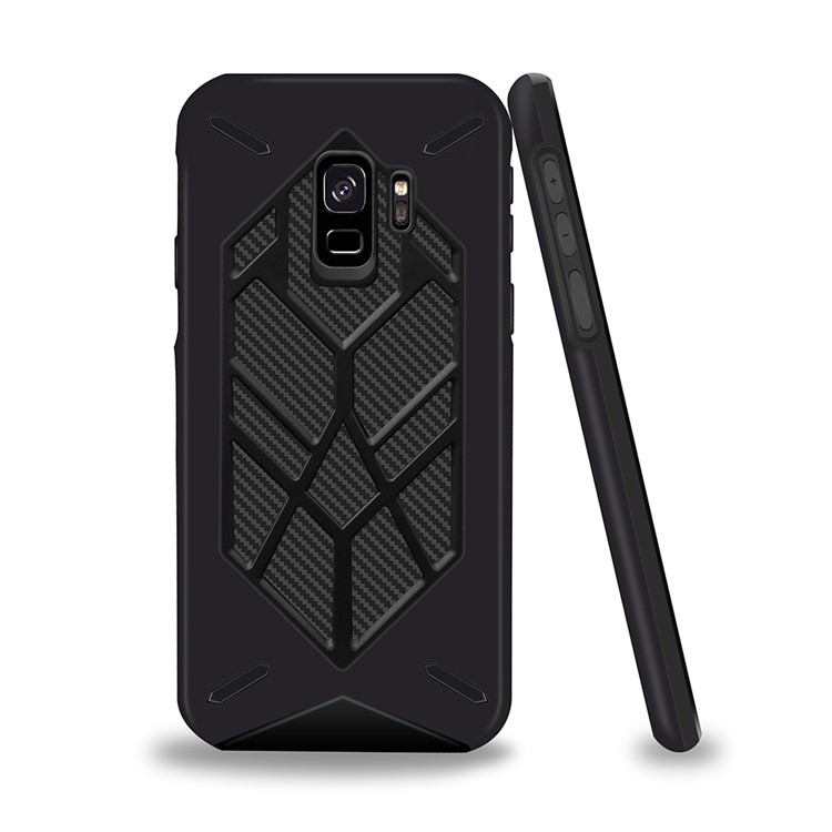 Two Pieces Cool Geometric Figure PC + Silicone Shockproof Hybrid Case for Samsung Galaxy S9 SM-G960 - Black-2