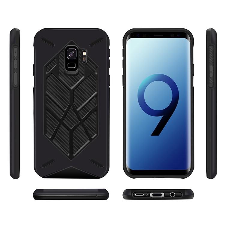 Two Pieces Cool Geometric Figure PC + Silicone Shockproof Hybrid Case for Samsung Galaxy S9 SM-G960 - Black-3