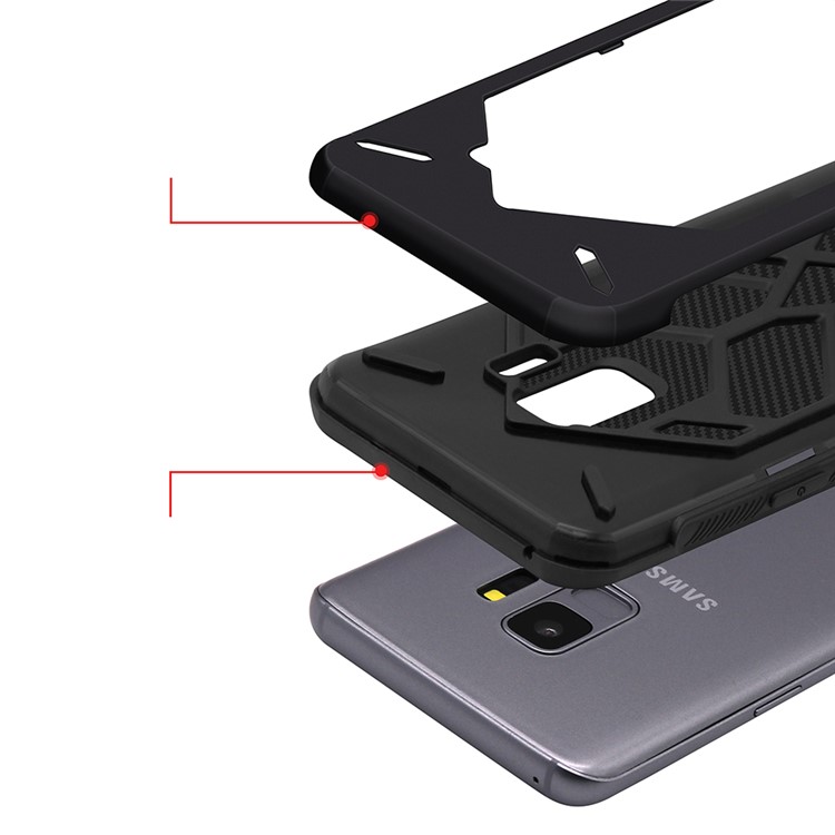 Two Pieces Cool Geometric Figure PC + Silicone Shockproof Hybrid Case for Samsung Galaxy S9 SM-G960 - Black-6