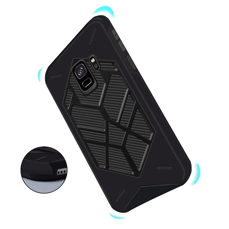 Two Pieces Cool Geometric Figure PC + Silicone Shockproof Hybrid Case for Samsung Galaxy S9 SM-G960 - Black-7