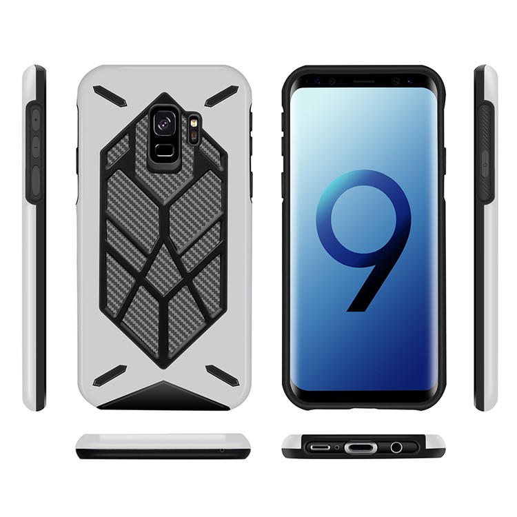 Two Pieces Cool Geometric Figure PC + Silicone Shockproof Hybrid Cover for Samsung Galaxy S9 SM-G960 - Silver-2