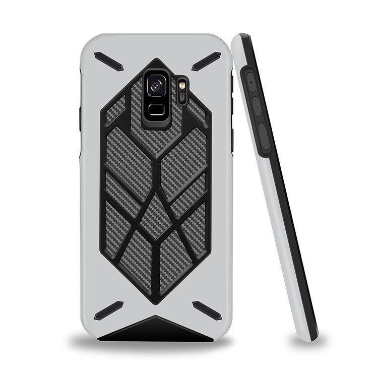 Two Pieces Cool Geometric Figure PC + Silicone Shockproof Hybrid Cover for Samsung Galaxy S9 SM-G960 - Silver-3