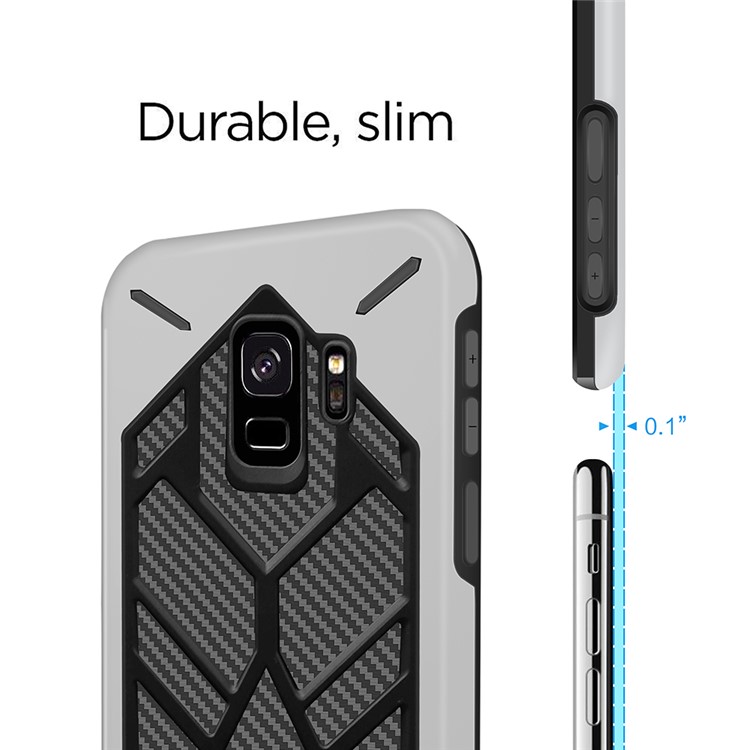 Two Pieces Cool Geometric Figure PC + Silicone Shockproof Hybrid Cover for Samsung Galaxy S9 SM-G960 - Silver-4