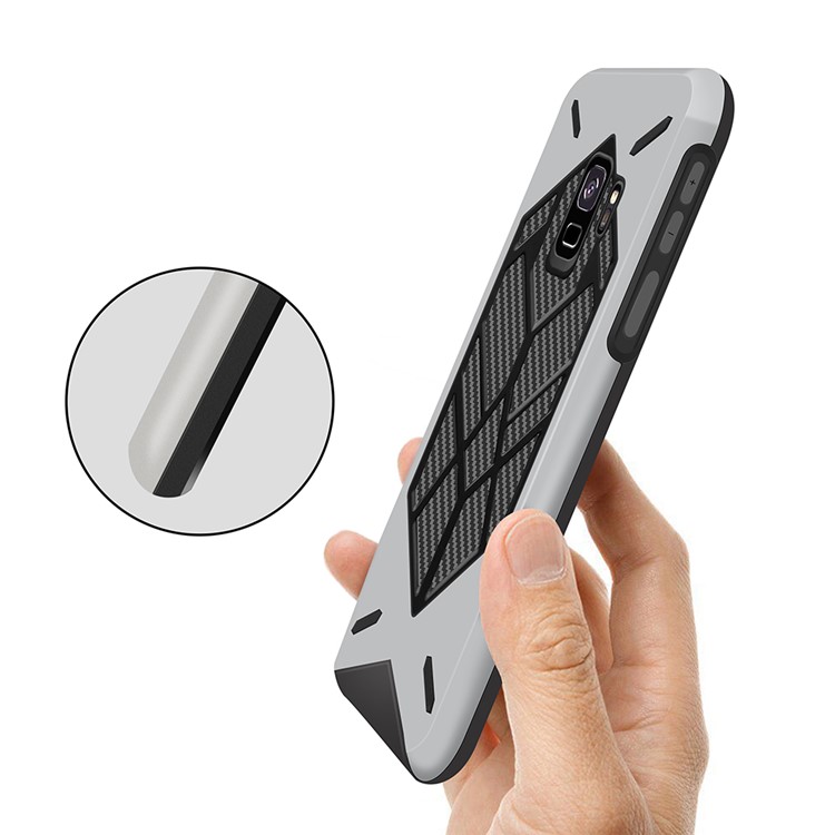 Two Pieces Cool Geometric Figure PC + Silicone Shockproof Hybrid Cover for Samsung Galaxy S9 SM-G960 - Silver-5