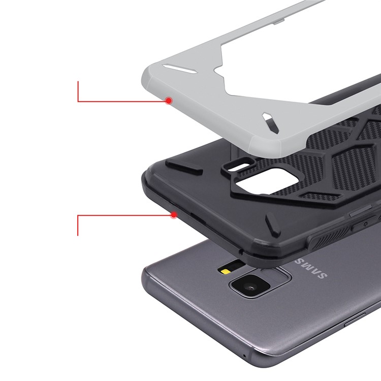 Two Pieces Cool Geometric Figure PC + Silicone Shockproof Hybrid Cover for Samsung Galaxy S9 SM-G960 - Silver-6