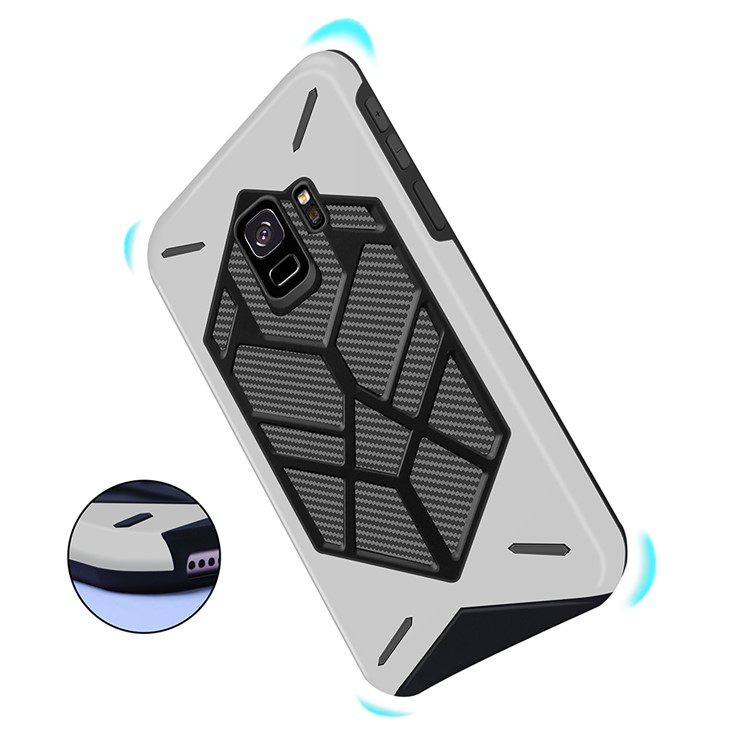 Two Pieces Cool Geometric Figure PC + Silicone Shockproof Hybrid Cover for Samsung Galaxy S9 SM-G960 - Silver-7