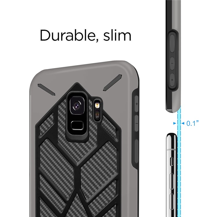 Two Pieces Cool Geometric Figure PC + Silicone Shockproof Hybrid Shell Case for Samsung Galaxy S9 SM-G960 - Grey-4
