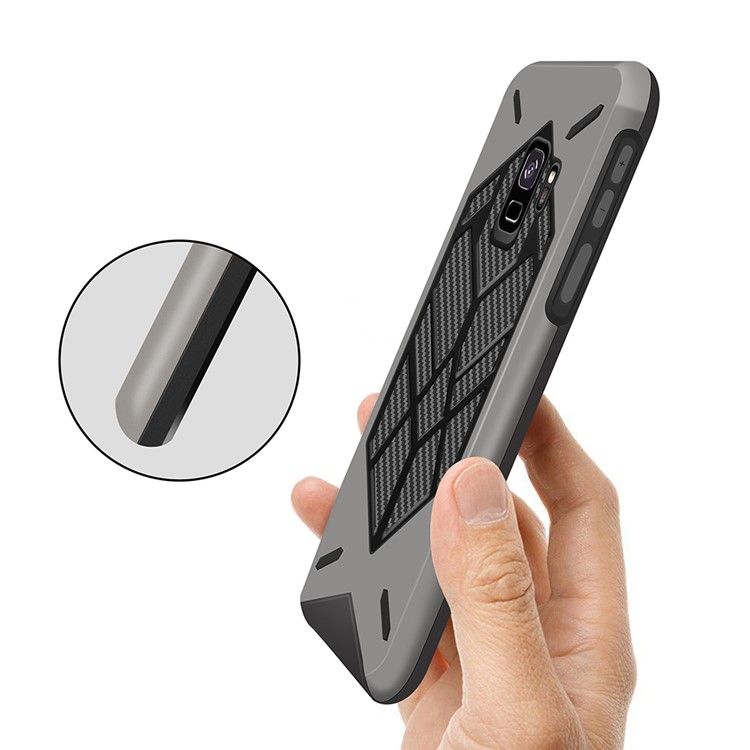 Two Pieces Cool Geometric Figure PC + Silicone Shockproof Hybrid Shell Case for Samsung Galaxy S9 SM-G960 - Grey-5