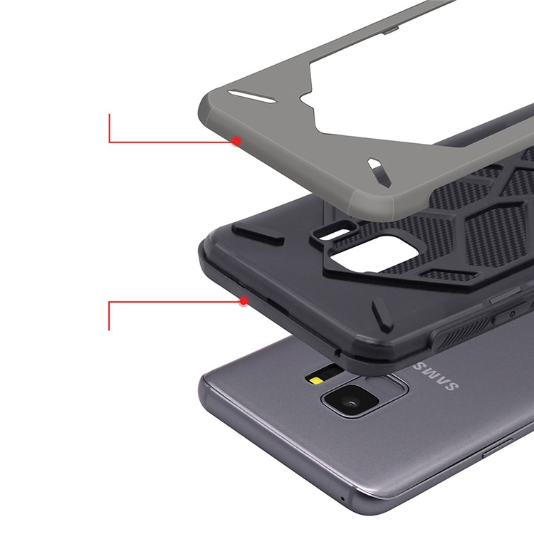 Two Pieces Cool Geometric Figure PC + Silicone Shockproof Hybrid Shell Case for Samsung Galaxy S9 SM-G960 - Grey-6