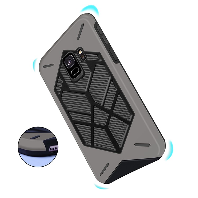 Two Pieces Cool Geometric Figure PC + Silicone Shockproof Hybrid Shell Case for Samsung Galaxy S9 SM-G960 - Grey-7