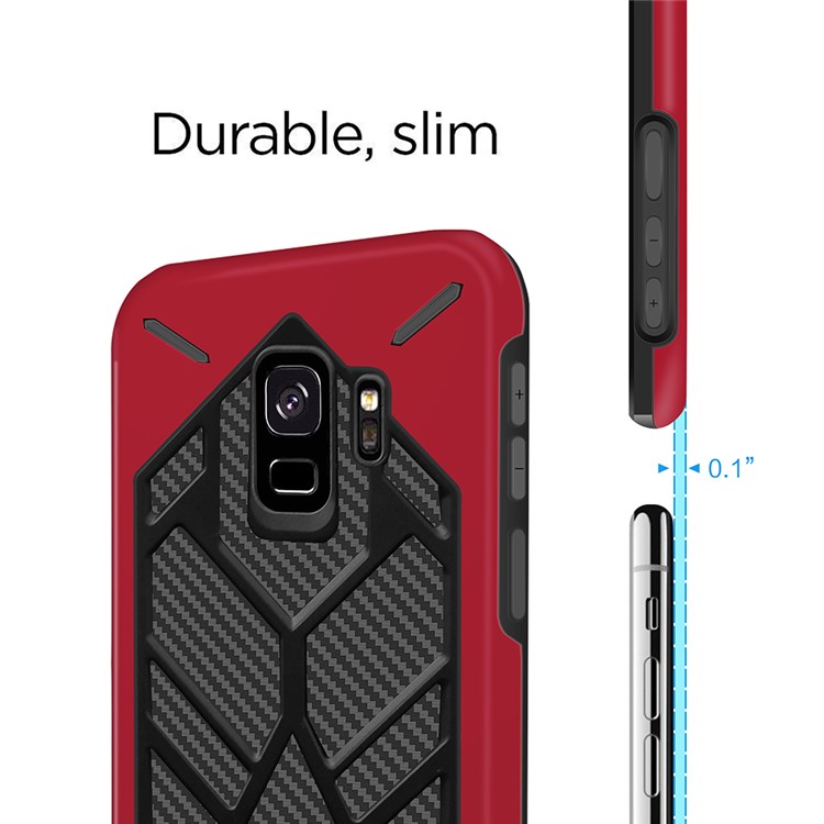 Two Pieces Cool Geometric Figure PC + Silicone Shockproof Hybrid Back Case for Samsung Galaxy S9 SM-G960 - Red-4
