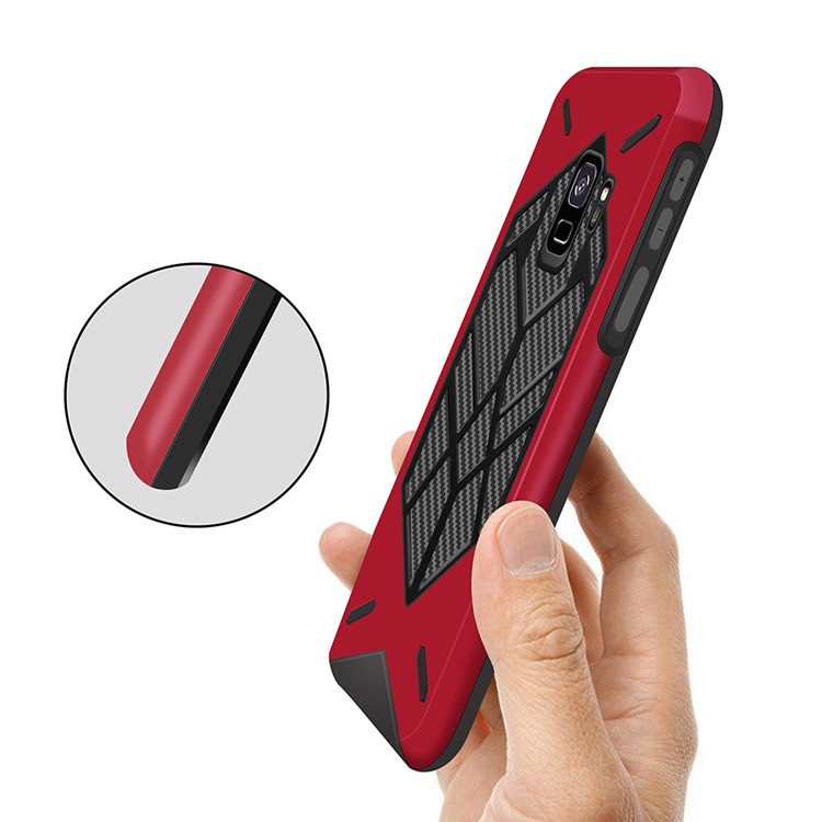 Two Pieces Cool Geometric Figure PC + Silicone Shockproof Hybrid Back Case for Samsung Galaxy S9 SM-G960 - Red-5