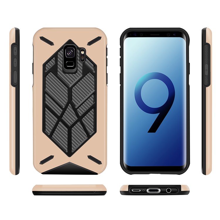 Two Pieces Cool Geometric Figure PC + Silicone Shockproof Combo Case for Samsung Galaxy S9 SM-G960 - Gold-2