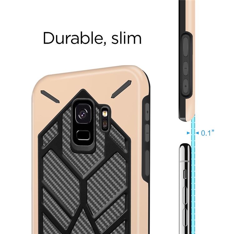 Two Pieces Cool Geometric Figure PC + Silicone Shockproof Combo Case for Samsung Galaxy S9 SM-G960 - Gold-4