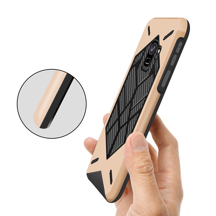 Two Pieces Cool Geometric Figure PC + Silicone Shockproof Combo Case for Samsung Galaxy S9 SM-G960 - Gold-5