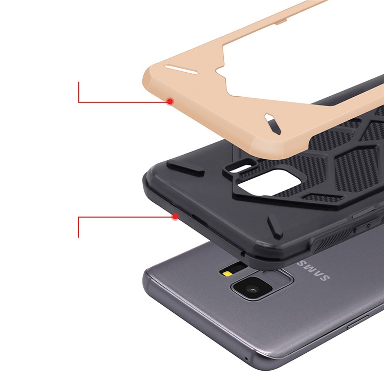 Two Pieces Cool Geometric Figure PC + Silicone Shockproof Combo Case for Samsung Galaxy S9 SM-G960 - Gold-6