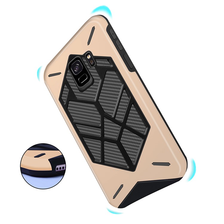 Two Pieces Cool Geometric Figure PC + Silicone Shockproof Combo Case for Samsung Galaxy S9 SM-G960 - Gold-7