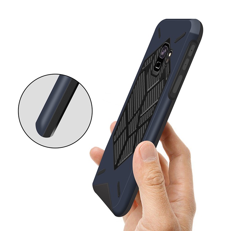 Two Pieces Cool Geometric Figure PC + Silicone Shockproof Combo Phone Case for Samsung Galaxy S9 SM-G960 - Dark Blue-5
