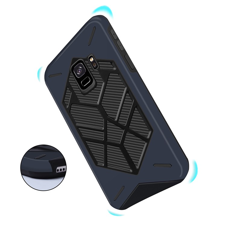 Two Pieces Cool Geometric Figure PC + Silicone Shockproof Combo Phone Case for Samsung Galaxy S9 SM-G960 - Dark Blue-7