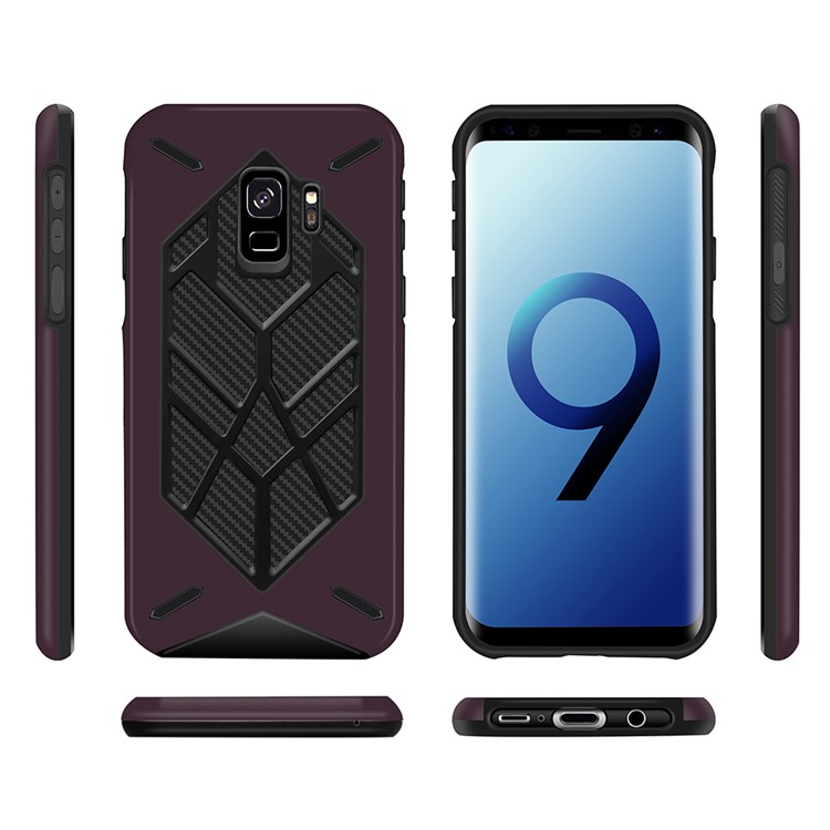 Two Pieces Cool Geometric Figure PC + Silicone Shockproof Combo Shell Cover Case for Samsung Galaxy S9 SM-G960 - Purple-2