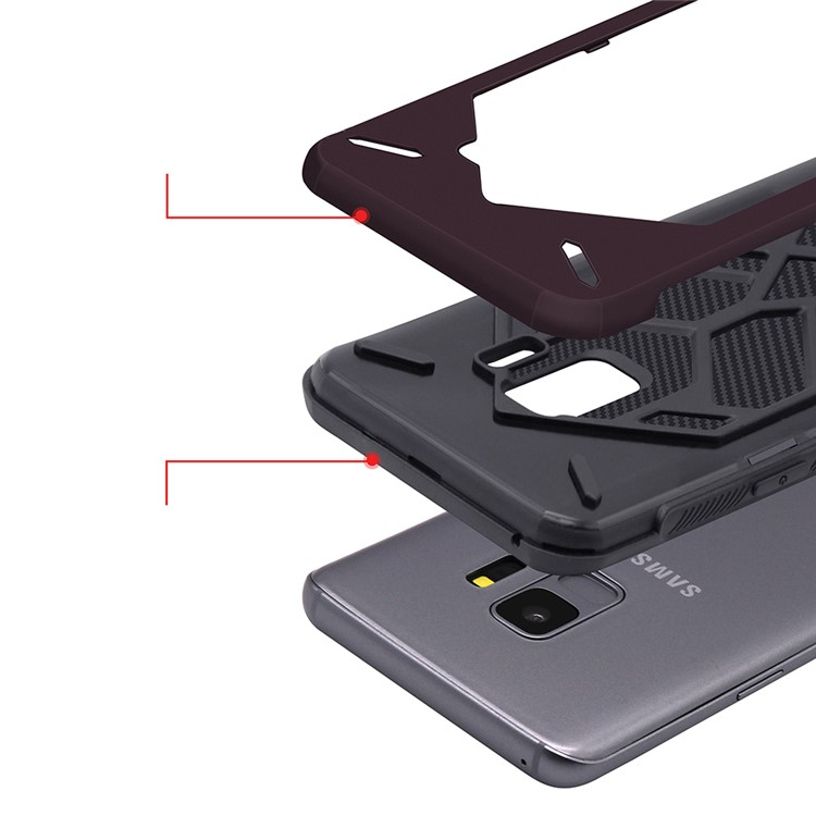 Two Pieces Cool Geometric Figure PC + Silicone Shockproof Combo Shell Cover Case for Samsung Galaxy S9 SM-G960 - Purple-6
