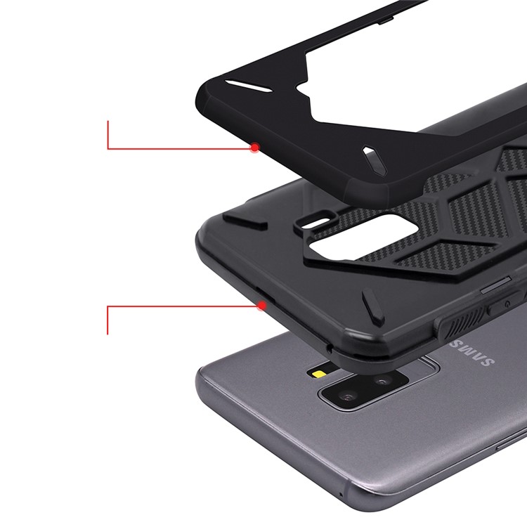 Detachable Cool Geometric Figure PC + Silicone Shockproof Hybrid Case for Samsung Galaxy S9+ SM-G965 - Black-6