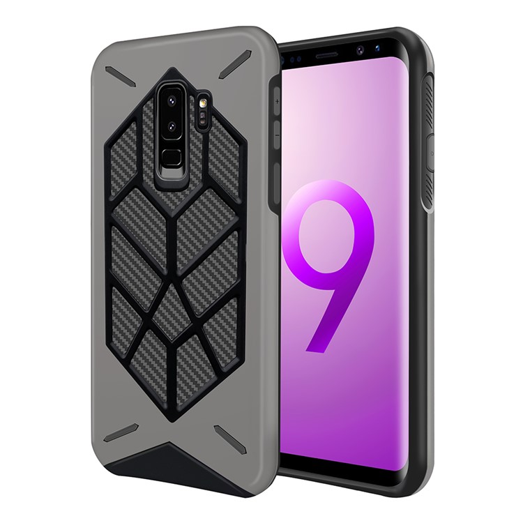 Detachable Cool Geometric Figure PC + Silicone Shockproof Hybrid Shell Case for Samsung Galaxy S9+ SM-G965 - Grey-1