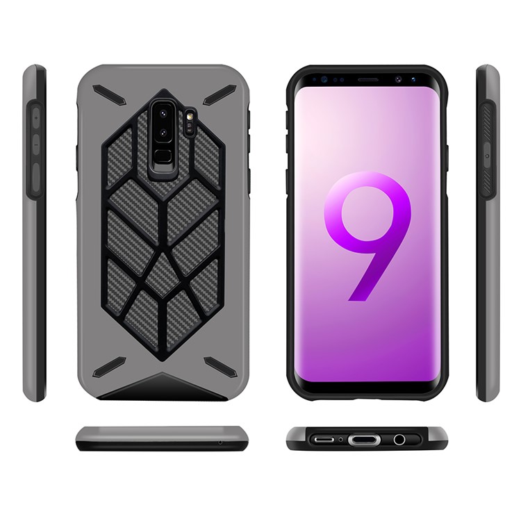 Detachable Cool Geometric Figure PC + Silicone Shockproof Hybrid Shell Case for Samsung Galaxy S9+ SM-G965 - Grey-2