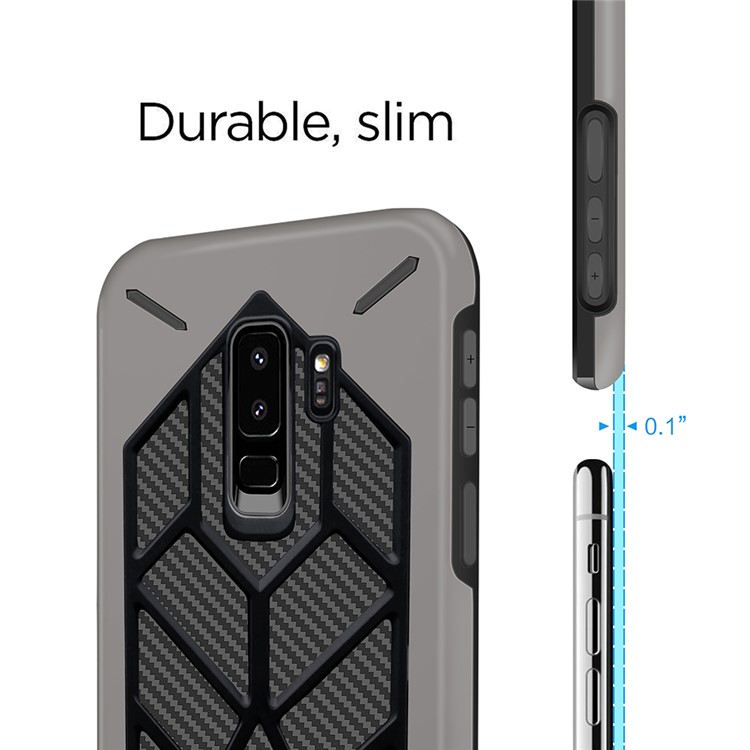 Detachable Cool Geometric Figure PC + Silicone Shockproof Hybrid Shell Case for Samsung Galaxy S9+ SM-G965 - Grey-4