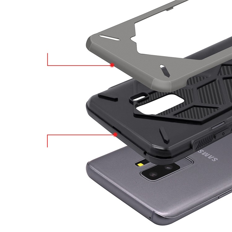 Detachable Cool Geometric Figure PC + Silicone Shockproof Hybrid Shell Case for Samsung Galaxy S9+ SM-G965 - Grey-6
