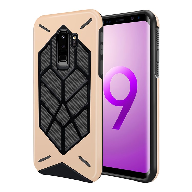 Detachable Cool Geometric Figure PC + Silicone Shockproof Hybrid Protective Case for Samsung Galaxy S9+ SM-G965 - Gold-1