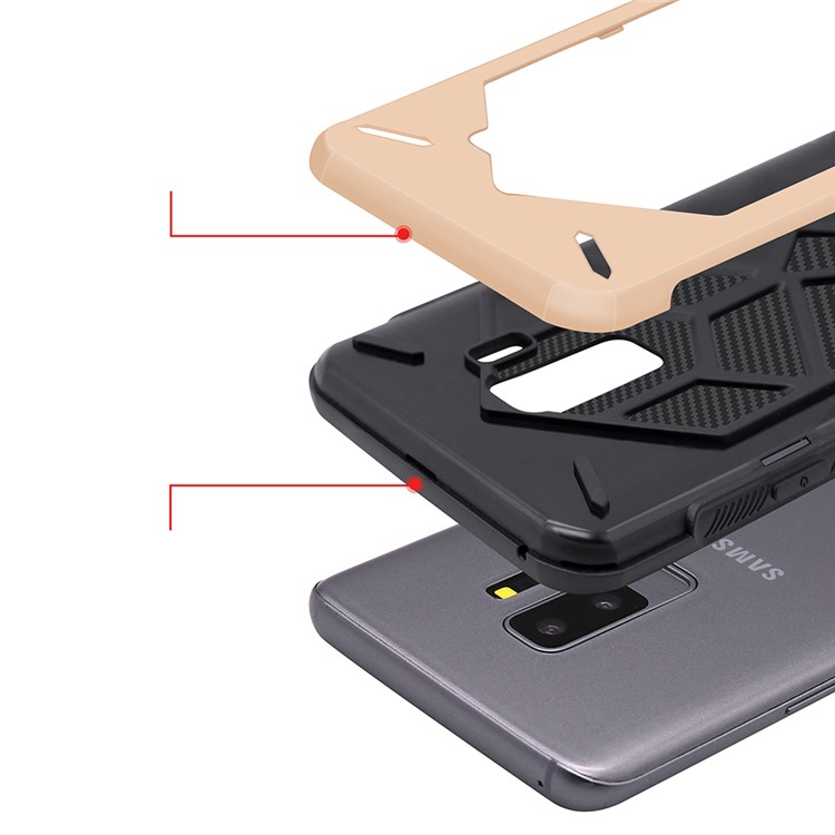Detachable Cool Geometric Figure PC + Silicone Shockproof Hybrid Protective Case for Samsung Galaxy S9+ SM-G965 - Gold-6
