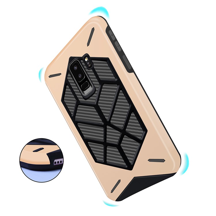 Detachable Cool Geometric Figure PC + Silicone Shockproof Hybrid Protective Case for Samsung Galaxy S9+ SM-G965 - Gold-7