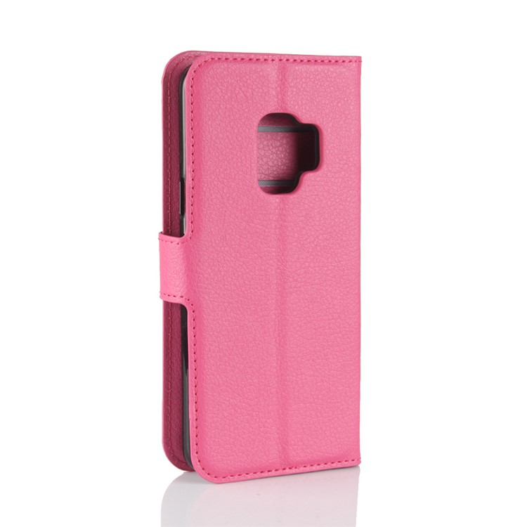 100Pcs/Set Litchi Grain Wallet Leather Case with Stand for Samsung Galaxy S9 G960 - Rose-6