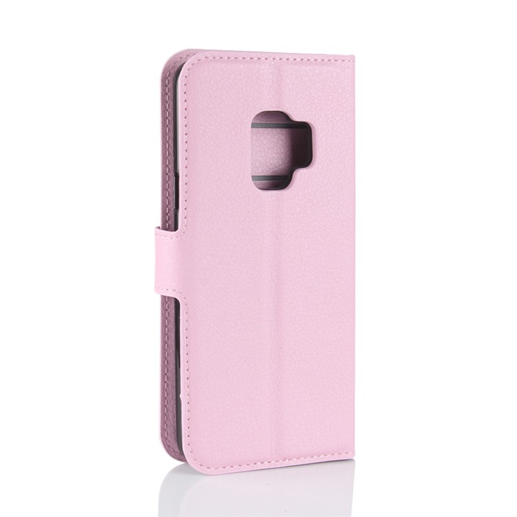 100Pcs/Set Litchi Grain Wallet Stand Leather Cover Shell for Samsung Galaxy S9 G960 - Pink-6