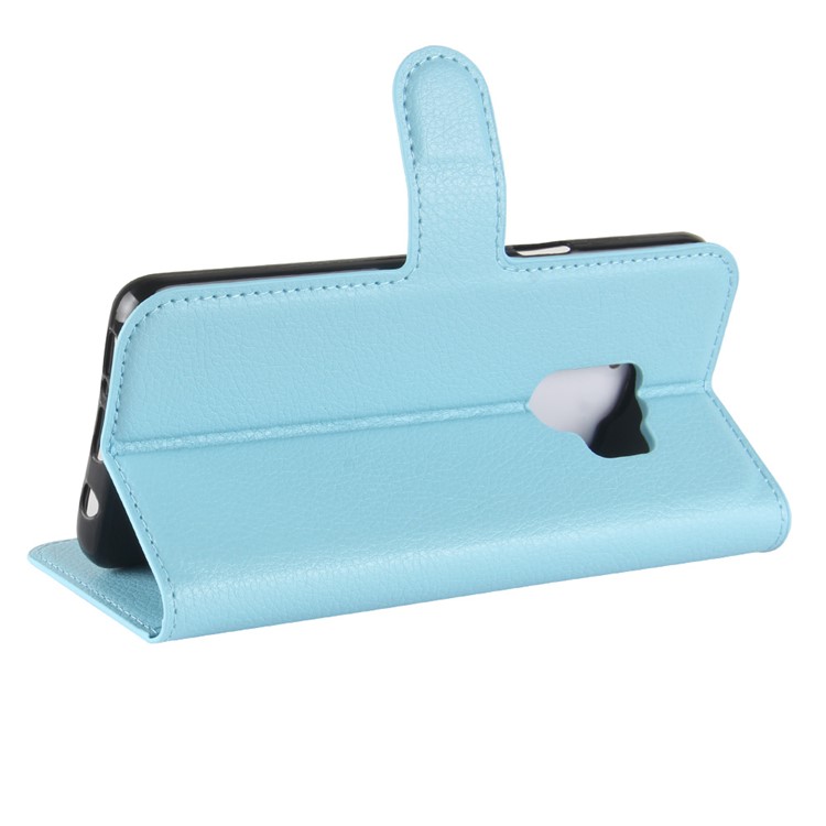 100Pcs/Set Litchi Grain Wallet Stand Leather Protection Folio Case for Samsung Galaxy S9 G960 - Blue-5