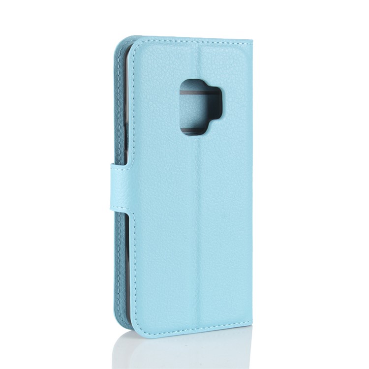 100Pcs/Set Litchi Grain Wallet Stand Leather Protection Folio Case for Samsung Galaxy S9 G960 - Blue-6