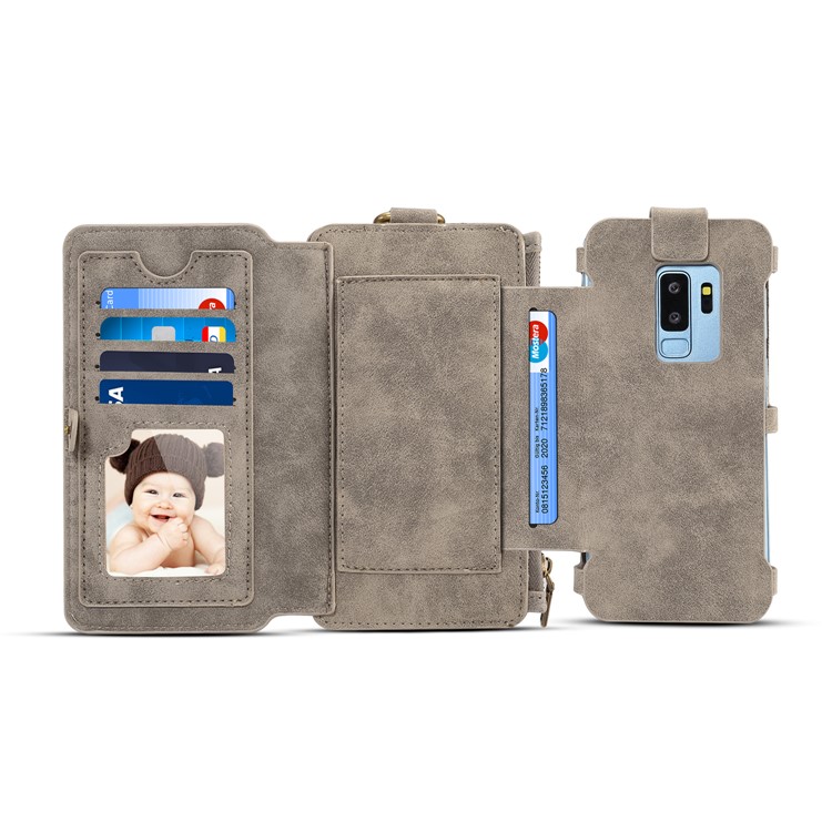 DIBASE Multifunctional Detachable 2-in-1 Leather Wallet Cover for Samsung Galaxy S9 Plus SM-G965 - Grey-3