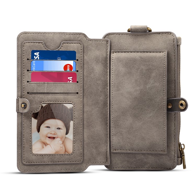 DIBASE Multifunctional Detachable 2-in-1 Leather Wallet Cover for Samsung Galaxy S9 Plus SM-G965 - Grey-5