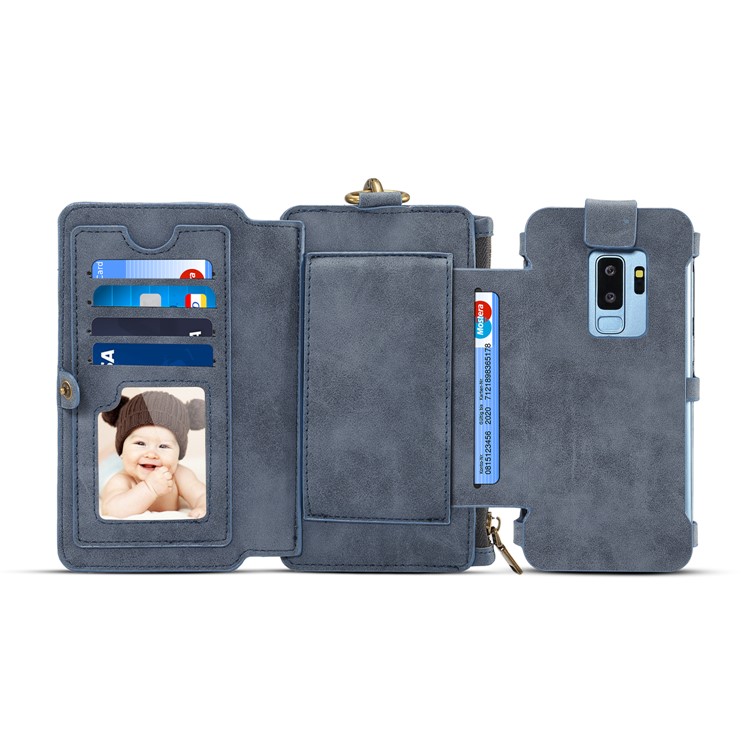 DIBASE Detachable 2-in-1 Leather Wallet Phone Case for Samsung Galaxy S9 Plus SM-G965 - Blue-3