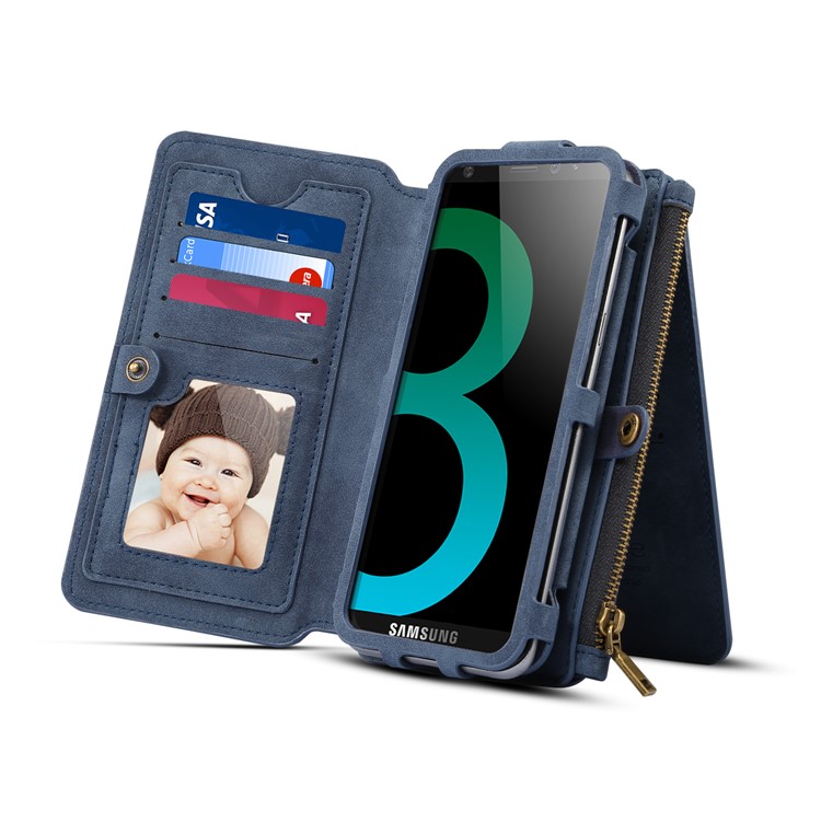 DIBASE Detachable 2-in-1 Leather Wallet Phone Case for Samsung Galaxy S9 Plus SM-G965 - Blue-7