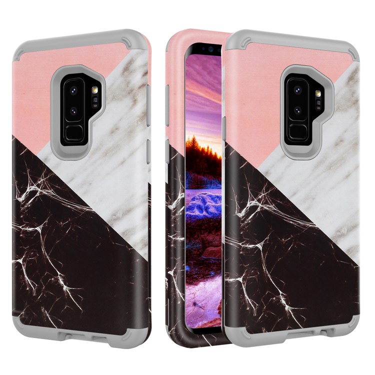 

Contrasting Color Marble Pattern 2-in-1 Heavy Duty PC + Silicone Hybrid Shockproof Casing for Samsung Galaxy S9 Plus SM-G965 - Grey