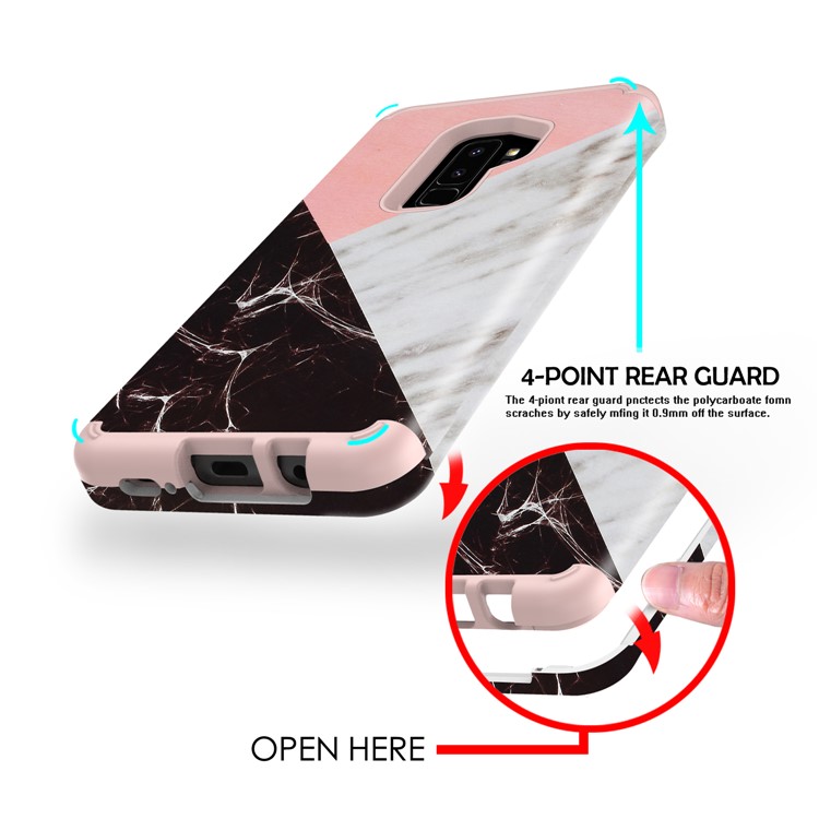 Contrasting Color Marble Pattern 2-in-1 Heavy Duty PC + Silicone Hybrid Shockproof Shell for Samsung Galaxy S9 Plus SM-G965 - Pink-5