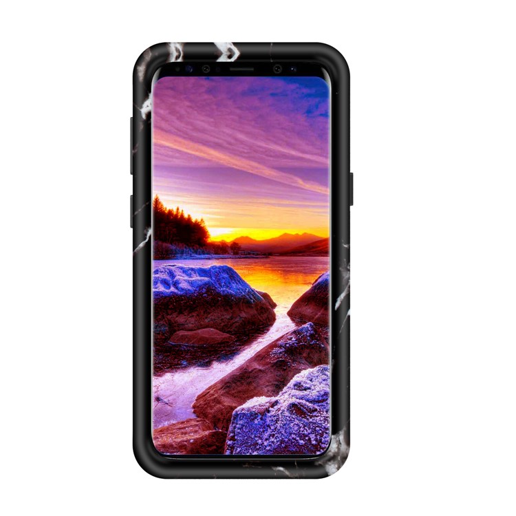Marble Pattern 2-in-1 Heavy Duty PC + Silicone Hybrid Shockproof Back Cover for Samsung Galaxy S9 SM-G960 - Black-3