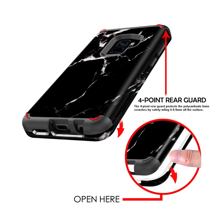 Marble Pattern 2-in-1 Heavy Duty PC + Silicone Hybrid Shockproof Back Cover for Samsung Galaxy S9 SM-G960 - Black-5