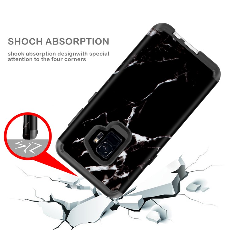 Marble Pattern 2-in-1 Heavy Duty PC + Silicone Hybrid Shockproof Back Cover for Samsung Galaxy S9 SM-G960 - Black-6