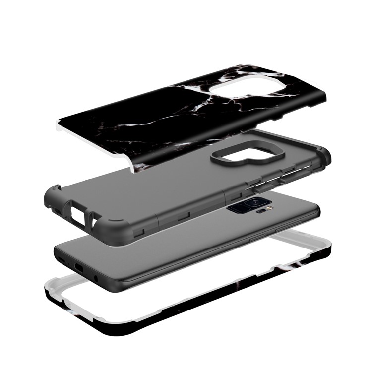 Marble Pattern 2-in-1 Heavy Duty PC + Silicone Hybrid Shockproof Back Cover for Samsung Galaxy S9 SM-G960 - Black-7