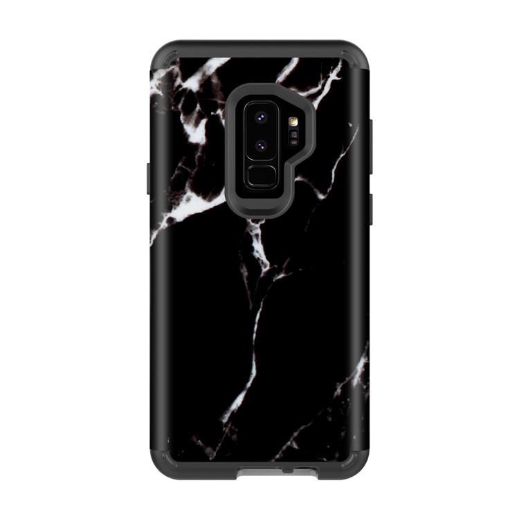 Marble Pattern 2-in-1 Heavy Duty PC + Silicone Hybrid Shockproof Case for Samsung Galaxy S9+ G965 - White / Black-2