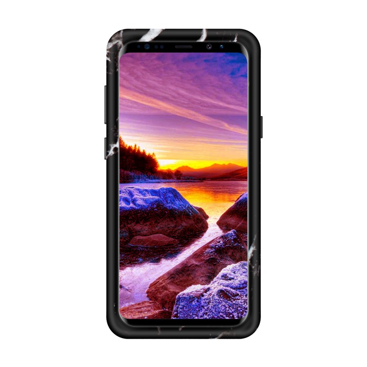 Marble Pattern 2-in-1 Heavy Duty PC + Silicone Hybrid Shockproof Case for Samsung Galaxy S9+ G965 - White / Black-3